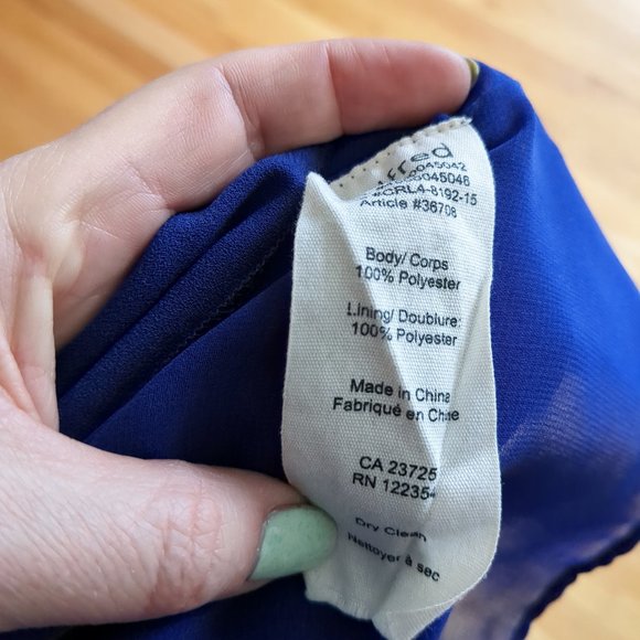 Aritzia Wilfred Sabine Sleeveless Faux-wrap Mini Dress with Pockets Royal Purple - Picture 9 of 13